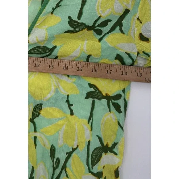 J.Crew Womens XS Swim Cover Up Tunic Dress Yellow Green Floral Print Cotton - Picture 4 of 7